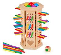 Jeu Montessori en Bois avec 42 Pièces, Jeu de Société Éducatif avec Bâtons et Dés Colorés pour Apprendre les Mathématiques, Développer la Motricité Fine, Enfants de 3 4 5 6 Ans, Jeu Familial et de Voy