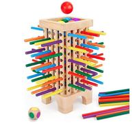 Jeu Montessori Jeu de Société en Bois, 42 Bâtons en Bois Colorés Jeux de Dés Mathématiques Jouets Éducatifs 3 4 5 6 Ans