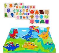 Jeu Montessori pour Bébés 2 3 4 Ans - 4PCS - Blanc - Alphabet, Nombre, Dinosaures et Formes