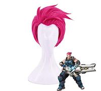 Jeu Overwatch OW Zarya Cosplay perruques Rose rouge court arrière chaîne synthétique cheveux résistance à la chaleur Fibe jeu de rôle perruque