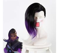 Jeu Overwatch Sombra Cosplay perruque noir dégradé violet bouclés postiche synthétique Ow Halloween fête Costume jouer perruques KS419E