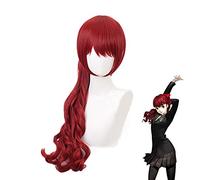 Jeu Persona 5 Yoshizawa Kasumi perruque rouge foncé Costume de Cosplay cheveux synthétiques résistants à la chaleur avec puce queue de cheval amovible