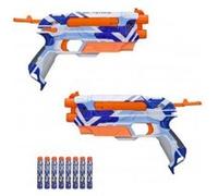 Jeu plein air coffret 2 pistolets splitstrike blanc bleu et orange n-strike elite avec 8 flechettes - 2 en 1 - jouet enfant G