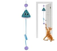 Jeu pour chats de colonne montante de porte - enrichissement avec corde élastique extensible - avec balle, ressort, papier squeaky, jouets autonomes et corde élastique extensible, pour chiots, chatons