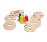 Small Foot Design Jeu de réflexion Logisteck en bois, 8 disques et baguettes colorées, dès 1,5 ans