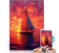 Jeu Pratique Voilier au Coucher du Soleil sur l'océan Puzzles pour Adolescents 1000 pièces 50x75cm Renforcer l'amour Entre Les Couples pour Les Personnes de 14 Ans et Plus