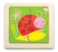 JEU PUZZLE - VIGA - Puzzle 4 pièces Coccinelle - 18 mois et plus - Peinture non toxique - Multicolore