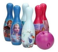 Jeu quilles reine des neiges ii : 6 quilles 18 cm et mini boule - plastique - bowling enfant fille - set jouet disney frozen et carte animaux