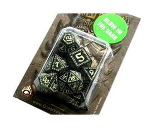 Jeu Qworkshop Qworkshopsrun19 dés de Inscription Runes Glow-in-The-Dark en Sac (2 pièces)