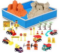 Jeu Sable Magique pour Enfants 2 3 4 5 6 Ans-Set de Construction pour Enfants avec 1.36kg Sable 2 couleurs et Bac à Sable de 40x40cm,Jouet Cadeau pour Noël et Anniversaire (48 pièces)