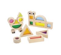 Janod Blocs translucides sensoriels – 18 pièces, 6 cartes modèles – Multicolore – Dès 12 mois
