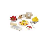 Jeu Set de pates Pasta et ustensiles cuisine - Aliments feutrine et bois, Dinette - Set Jouet imitation enfant + carte
