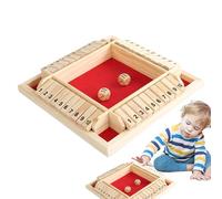 Jeu Shut The Box : plateau de dés en bois, jeu de stratégie de table, stimulateur de compétences mathématiques pour 2 à 4 joueurs, plaisir familial interactif, somme éducative et défi pour