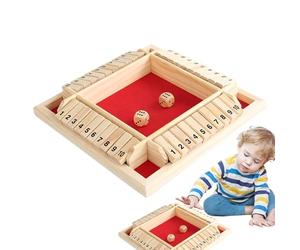 Jeu Shut The Box : plateau de dés en bois, jeu de stratégie de table, stimulateur de compétences mathématiques pour 2 à 4 joueurs, plaisir familial interactif, somme éducative et défi pour
