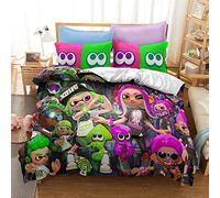 Jeu Splatoon Famille Ensemble De Literie pour Enfants Dessin Animé Imprimé Couverture De Lit Simple Housse De Couette Ensemble Kingsize Literie (Graffitis 06,140x200cm(1.2MBed))