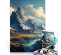 Jeu Stimulant Art des Montagnes Puzzles de 1000 pièces pour Adultes 26x38cm avec Affiche et Feuille de Questions correspondantes à partir de 14 Ans