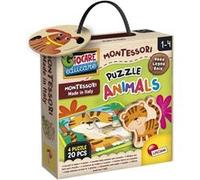 Lisciani - MONTESSORI WOOD Puzzle Animals - 4 Puzzles en Bois avec Bébé Animaux - 20 Pièces - Pour Enfants dès 1 An - Stimule la Logique et la Mémoire - Fabriqué en Italie