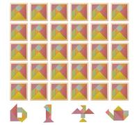 Jeu Tangram Enfant Bois 30 Jeux Individuels Mini Jeux Éducatifs Montessori Cadeaux Anniversaire Enfants Fête École Puzzle 10x10 cm Sécurisé et Durable