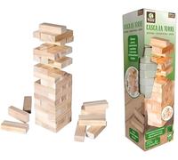 Jeu Tour en Bois Qualité Top Luxe Tour Magique Tour Balance Bois 54 pièces, Jeu d'adresse avec 54 blocs de bois, grand environ 8 x 8 x 27 cm, Fun pour toute la famille