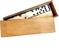 Jeu Traditionnel De Dominos Double Six, 28 Pièces Plus Boîte En Bois Et Couvercle Coulissant.[E2329]