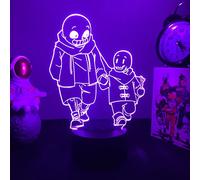Jeu Undertale Veilleuse Anime 3D Illusion Lampe - 7 Couleurs Tactile À Distance Lampe de Sommeil pour Enfants Chambre Décor Creative Lampe De Bureau Cadeau D'anniversaire