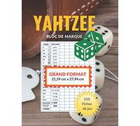 Jeu Yahtzee : Carnet de scores - Grand Format - 21,59 cm x 27,94 cm: 210 Feuilles de Scores de qualité | Yams Grille de score | yahtzee bloc de marque.: Jeu Yams : Carnet de scores
