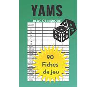 Jeu Yams : Carnet de scores: 90 Feuilles de Scores | Yams Grille de score | yahtzee bloc de marque.: Jeu Yams : Carnet de scores
