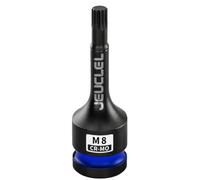 JEUCLEL Douille M8 à cannelure à percussion, 8 mm métrique 1/2", douille carrée triple carrée en acier Cr-Mo