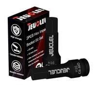 JEUCLEL Lot de 2 douilles à choc hexagonales de 16 mm, douille Allen H16 1/2", adaptateur de tournevis hexagonal en acier Cr-Mo pour clés à cliquet électriques, vis de fixation