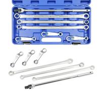 JEUCLEL Lot de 7 clés à cliquet extra longues 12 points, double extrémité | Entraînement 1,3 cm, 16 mm et 18 mm, barre de disjoncteur d'extension e réglage de carrossage, alignement des roues