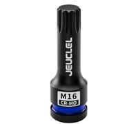 JEUCLEL M16 Triple douille carrée cannelée à impact, 16 mm métrique 1/2", triple douille carrée, adaptateur de tournevis en acier Cr-Mo