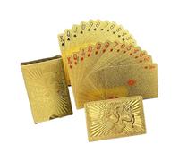 jeude société de Poker de Luxe - jeude Cartes en Feuille d'or, Divertissement de Table Portable, jeuadapté aux Voyages | Fête Rassemblement Festival Famille Amis Soirée Intérieur Extérieur A
