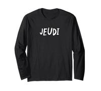 Jeudi Jour de la Semaine T-Shirt Lettrage Simple en Français-Jeudi Manche Longue