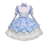 Jeufoin Robe gothique Lolita pour femme - Costume d'Halloween - Robe de soubrette - Taille XL - Bleu