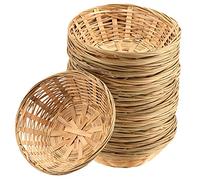 JEUIHAU Lot de 12 corbeilles à pain rondes en bambou naturel pour le rangement du pain, des fruits et des collations