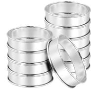 JEUIHAU Lot de 10 anneaux à crumpets en acier inoxydable 304, cercle tartelette 10 cm, anneaux à muffins anglais à double roulement pour crêpes, biscuits