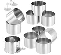 JEUIHAU Lot de 10 anneaux à mousse en acier inoxydable pour gâteau - Anneaux de présentation ronds avec presse à aliments, spatule pour desserts