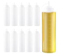 JEUIHAU Lot de 10 bouteilles en plastique à presser pour condiments, 1 000 ml, avec buses, 1 l, ketchup, sauce, sauce, moutarde, salade