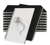 JEUIHAU Lot de 10 carnets de croquis A5, 100 g/m² à spirales avec couverture kraft noire, 60 feuilles/120 pages vierges, carnets dessin A5 spirale pour écrire, peinture, croquis, mémos, voyage
