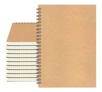 JEUIHAU Lot de 10 carnets de croquis A5 en papier kraft à spirales avec couverture noire, carnets A5 à spirales,pour dessin, écriture, plans, notes