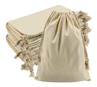 JEUIHAU Lot de 10 sacs de rangement en toile avec cordon de serrage, 30 x 40 cm - Sac portable pour chaussures et sacs cadeaux pour mariage, anniversaire, voyage, beige