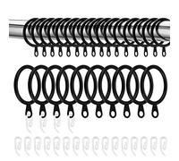 JEUIHAU Lot de 100 Anneaux Rideau Accroche Rideau en Métal avec Crochets, Anneaux de Rideau Anneaux Suspendus avec Oeil Fixe pour Fenêtre, Porte, Noir 33 mm de Diamètre Intérieur