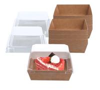 JEUIHAU Lot de 100 boîtes à gâteau carrées en papier avec couvercles transparents, 12 cm, boîtes à charcuterie, boîtes à dessert, boîtes alimentaires pour boulangerie, sandwich, biscuits