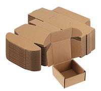 JEUIHAU Lot de 100 boîtes d'expédition en carton ondulé, carton de livraison pliable pour déménagement, emballage, envoi (marron) - 10 x 10 x 5 cm