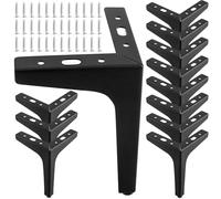 JEUIHAU Lot de 12 pieds de chaise triangulaires en fer de 17 cm, pieds de meubles en métal noir pour table basse, canapé, placard