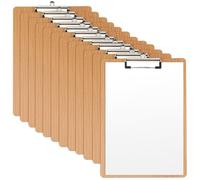 JEUIHAU Lot de 12 planchettes à pince A4 en bois durable, porte-bloc de qualité avec poignée à ressort robuste et trou, Porte Bloc Format A4 pour bureau, travail, salle de classe, affaires,
