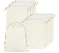 JEUIHAU Lot de 15 sacs en toile avec cordon de serrage, 30 x 40 cm, sacs de rangement portables pour chaussures, sacs cadeaux en tissu pour mariage, fête, anniversaire, voyage, beige