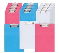 JEUIHAU Lot de 21 porte-blocs en plastique transparent A4 avec clip discret, transparent plastique planchettes à pince A4 pour famille, travail de bureau, école, restaurants, 3 couleurs