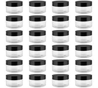 JEUIHAU Lot de 24 bocaux vides en plastique transparent de 100 ml avec couvercles, sans BPA, petit pot vide pour slime, épices, maquillage, céréales, travaux manuels