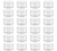 JEUIHAU Lot de 24 bocaux vides en plastique transparent de 100 ml avec couvercles, sans BPA, pour slime, épices, maquillage, céréales, travaux manuels